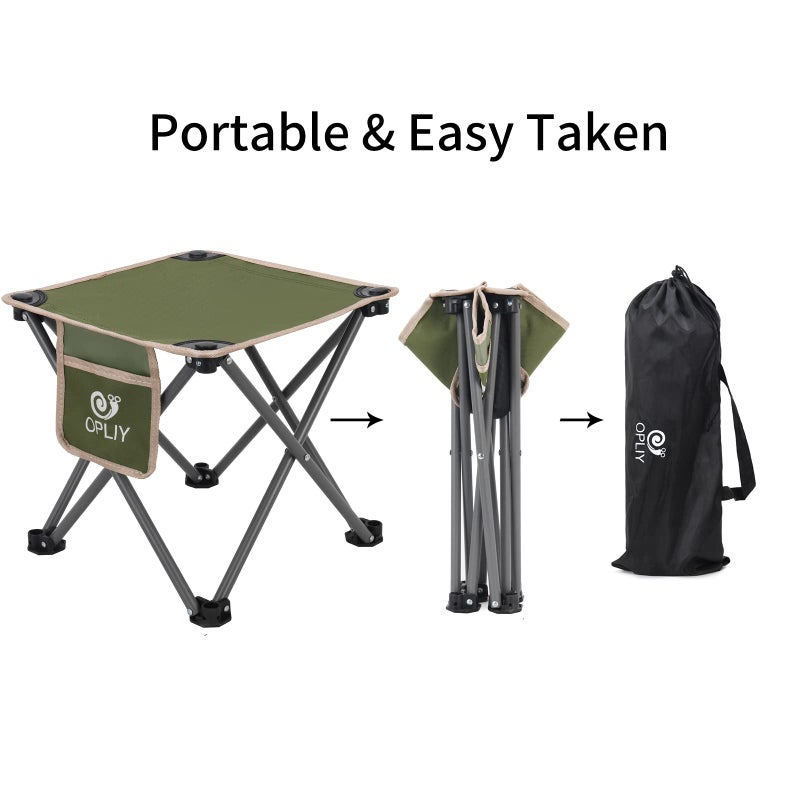 Opliy Camping Stool, 13.5 inch Folding Small Chair Portable Camp Stool for Camping Fishing Hiking Gardening and Beach, Camping Seat with Carry Bag (Green) - Image 3